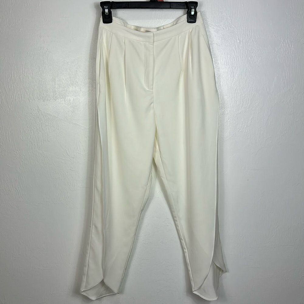Jealous Tomato High Rise Tapered Slit Leg Pants In Ivory Size M
